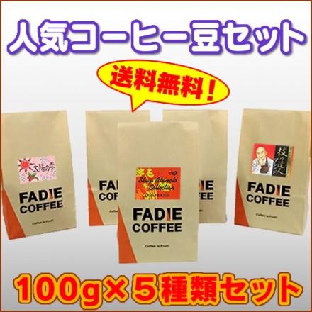 【送料無料】人気珈琲豆セット100g×5種類 合計500g