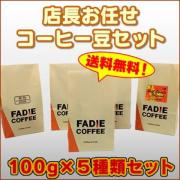 【送料無料】 店長お任せコーヒー豆セット 100g×5 合計500g