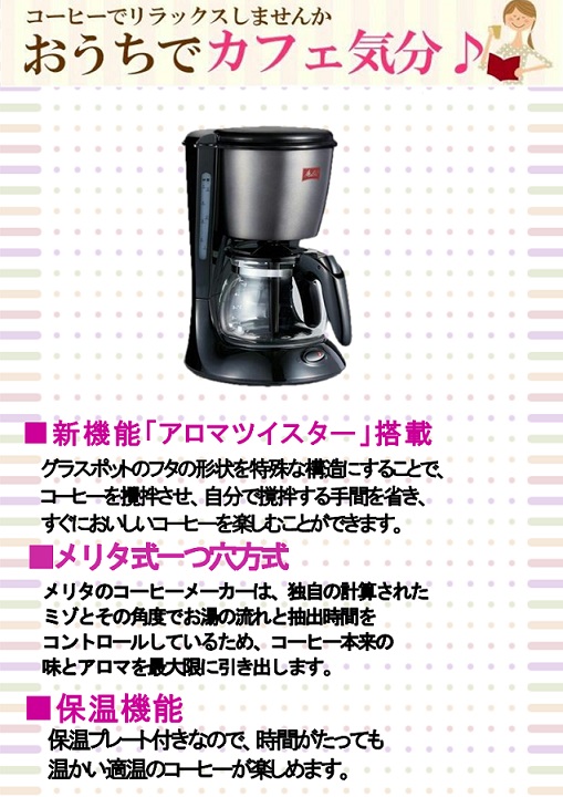 メリタ　コーヒーメーカー ツイスト ジェットブラック 5杯用SCG58-3-B
