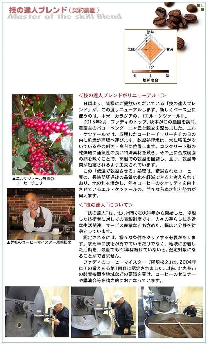 技の達人ブレンド(契約農園)豆100g