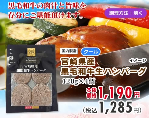 宮崎県産黒毛和牛生ハンバーグ